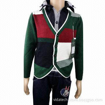 Boy's cotton sweater with collar, available in various sizes, style, colors and fabrics